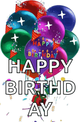 Happy Birthday Animated Dazzling Balloons GIF