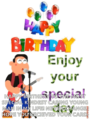 Happy Birthday Animated Guitar Playing Message GIF