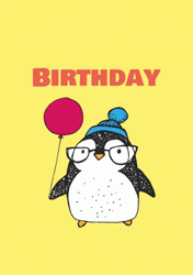 Happy Birthday Animated Penguin With Balloon