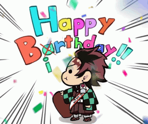 Happy Birthday Anime Tanjiro Confetti GIF