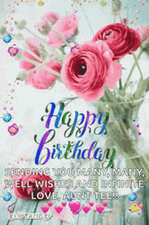 Happy Birthday Aunt Flower And Confetti GIF