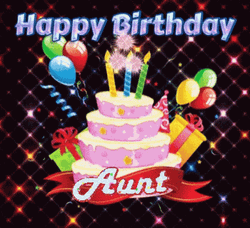 Happy Birthday Auntie Cake Fireworks Sparkle GIF