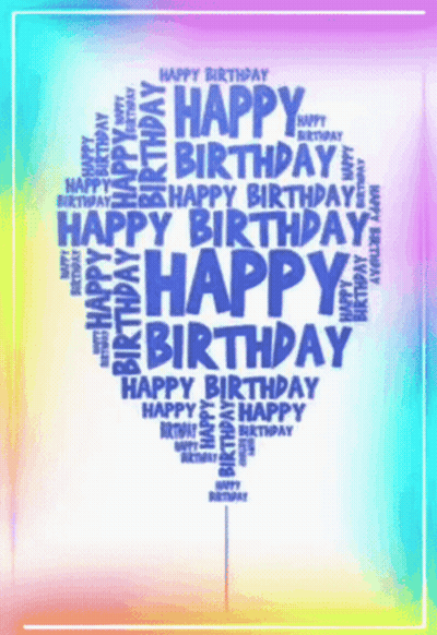 Happy Birthday Balloon Shape Card GIF
