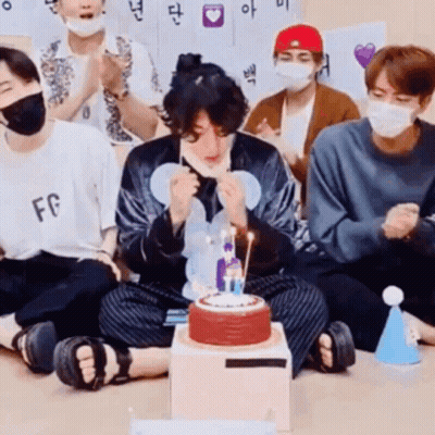 Happy Birthday Balloon With Flowers And Candles GIF