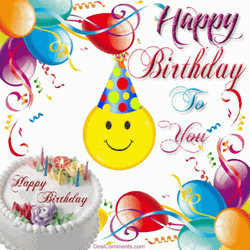 Happy Birthday Balloons And Smiling Emoji GIF