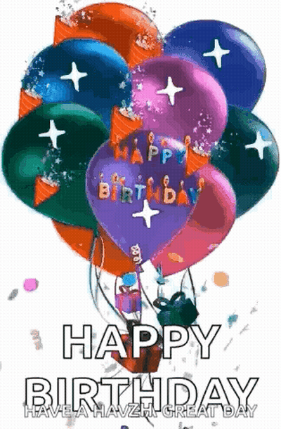 Happy Birthday Balloons Flying GIF
