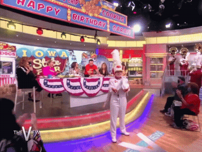 Happy Birthday Banner Above Stage GIF