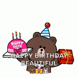 Happy Birthday Beautiful Cony Brown Bear GIF