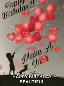 Happy Birthday Beautiful Red Hearts Flying GIF