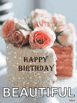 Happy Birthday Beautiful Shimmering Cake GIF