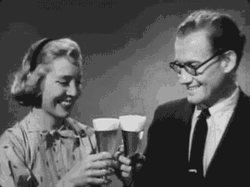Happy Birthday Beer Cheers Vintage Couple GIF
