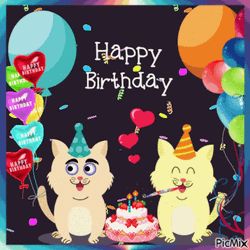 Happy Birthday Birthday Twins Cartoon Cat GIF