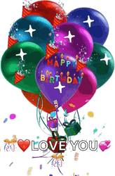 Happy Birthday Blessings With Floating Balloons GIF