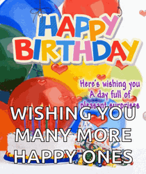 Happy Birthday Blessings With Floating Hearts GIF