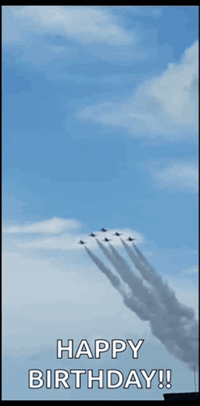 Happy Birthday Blue Jet Flying GIF