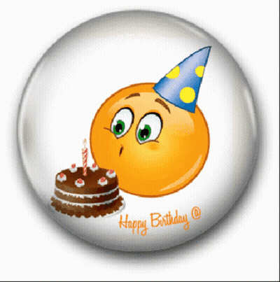 Happy Birthday Button With Smiley Face GIF