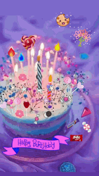 Happy Birthday Cake Cute Purple Art
