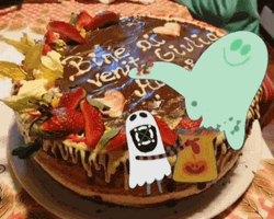 Happy Birthday Cake Halloween Ghosts Stickers GIF