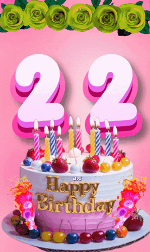 Happy Birthday Cake With 22 GIF