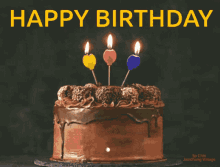 Happy Birthday Candles On Chocolate Cake Greeting