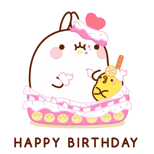 Happy Birthday Card Bunny Holding Ice Cream Sticker