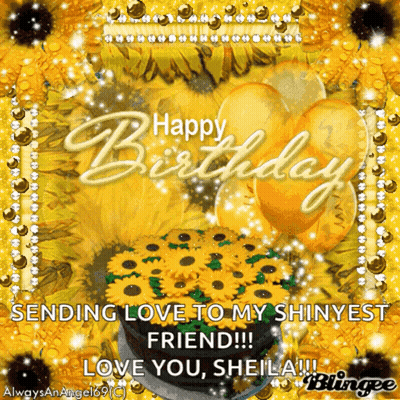 Happy Birthday Card Cake Balloons Shinyest Friend Sheila GIF