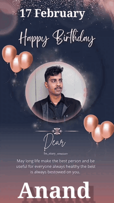 Happy Birthday Card For Anand With Balloons GIF