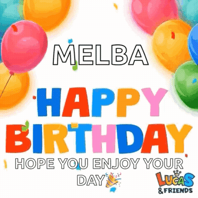 Happy Birthday Card for Melba With Balloons and Cone