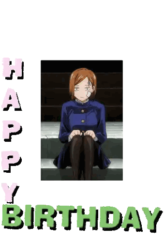 Happy Birthday Card Girl Sitting Sticker