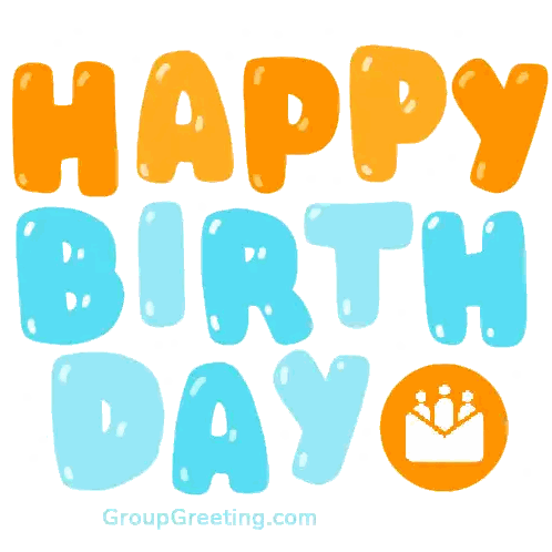 Happy Birthday Card In Blue And Orange Sticker