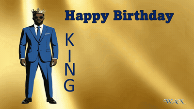 Happy Birthday Card Man In Suit And Crown GIF