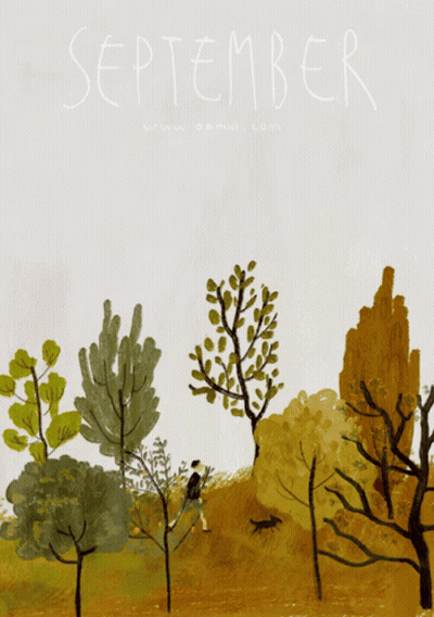 Happy Birthday Card With Autumn Leaves Falling GIF