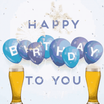 Happy Birthday Card With Balloons And Beer GIF