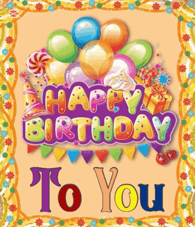 Happy Birthday Card With Balloons And Candy GIF