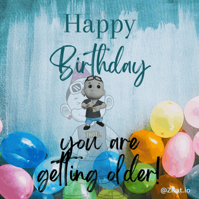 Happy Birthday Card With Balloons and Monkey