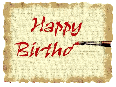 Happy Birthday Card With Brush Sticker