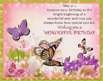 Happy Birthday Card With Butterflies GIF