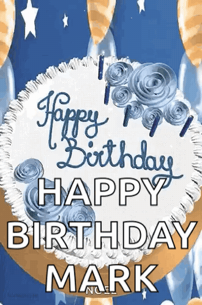 Happy Birthday Card With Cake And Balloons GIF