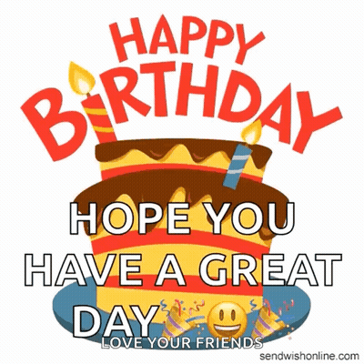 Happy Birthday Card With Cake And Candles GIF