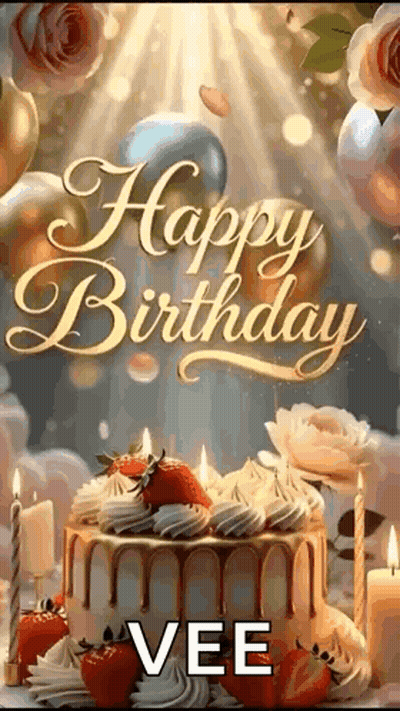 Happy Birthday Card With Cake And Candles GIF