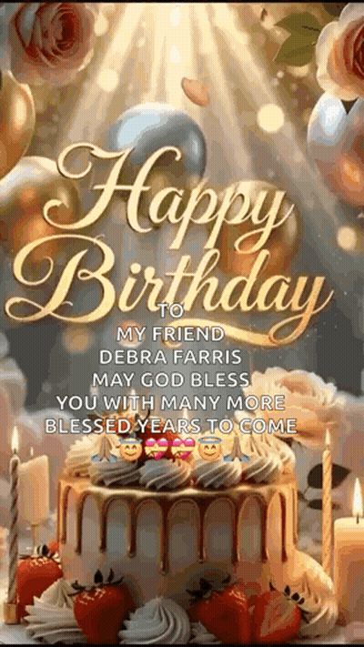 Happy Birthday Card With Cake And Candles GIF