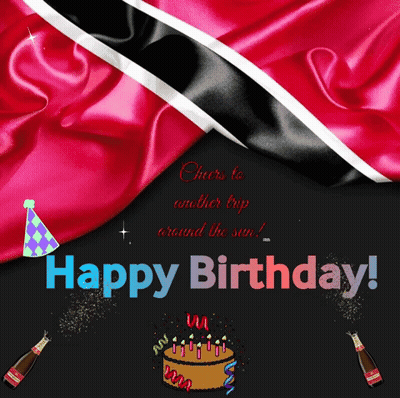 Happy Birthday Card With Cake And Champagne GIF