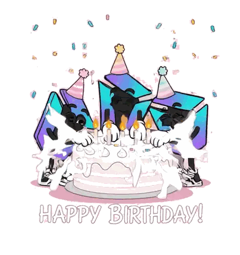 Happy Birthday Card With Cartoon Characters Sticker