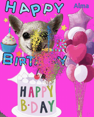 Happy Birthday Card With Chihuahua And Cake GIF