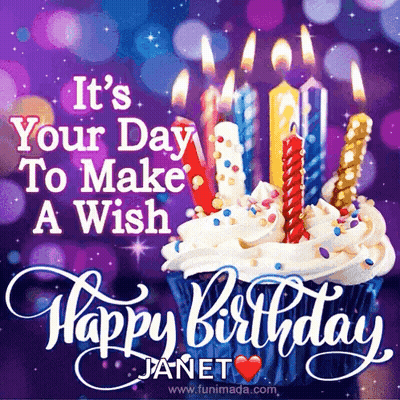 Happy Birthday Card With Cupcake And Candles GIF