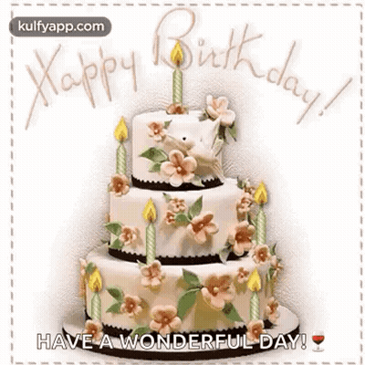 Happy Birthday Card With Flower Cake GIF