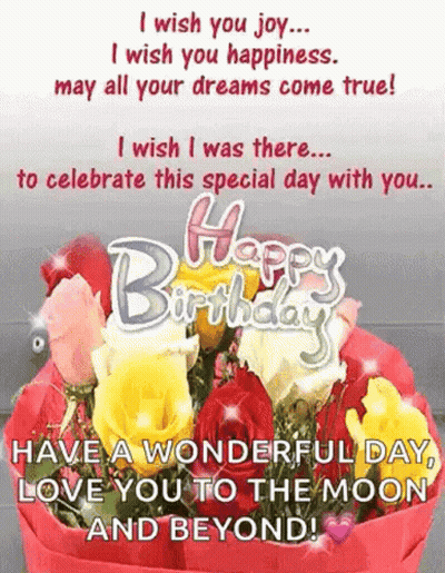 Happy Birthday Card With Flowers GIF