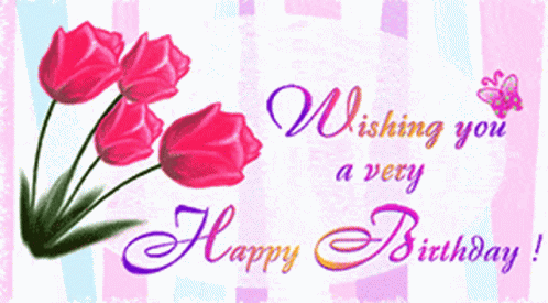 Happy Birthday Card With Flowers GIF