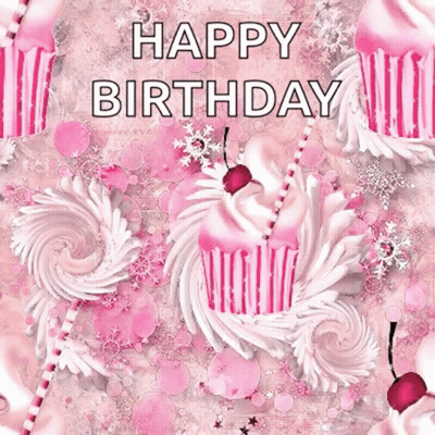 Happy Birthday Card With Girl GIF