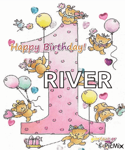 Happy Birthday Card With Name River GIF